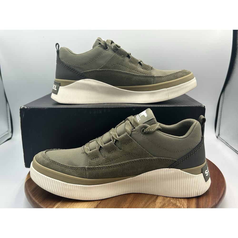 SOREL Out N About IV Sneakers W Sz 8 Green Suede Low Waterproof Chunky Sole New